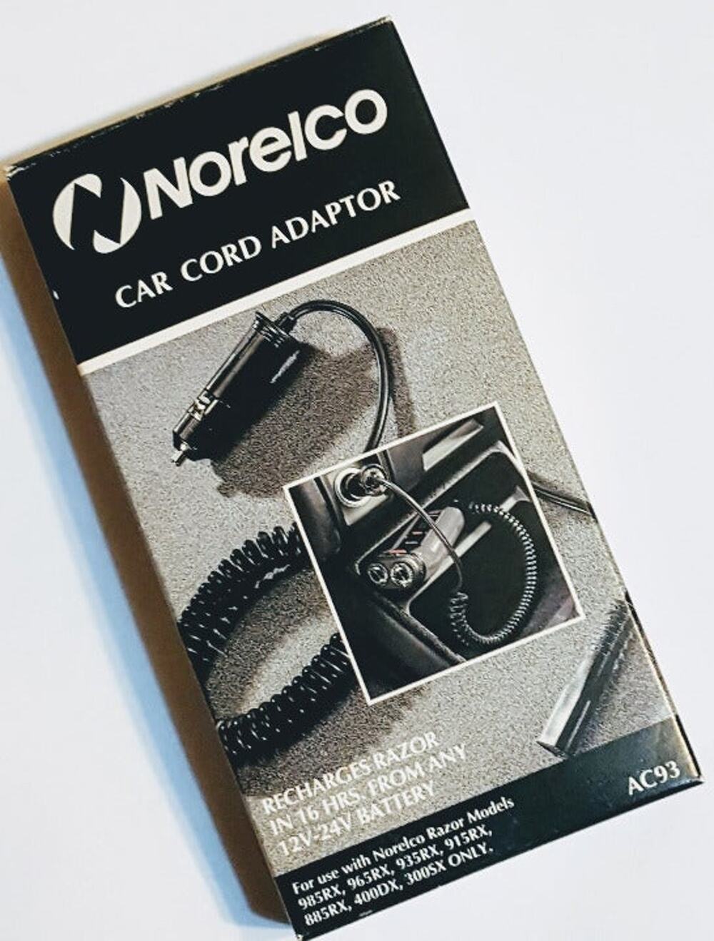 NORELCO CAR CORD ADAPTER AC93 UPC #075020200938 New, open box